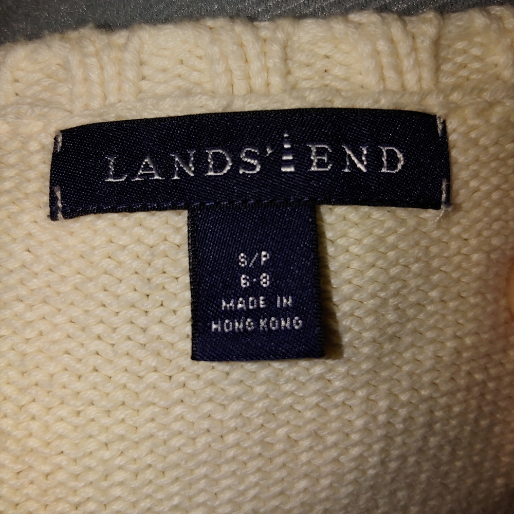 Lands' End ivory button up vintage v-neck cardigan - Picture 2 of 7